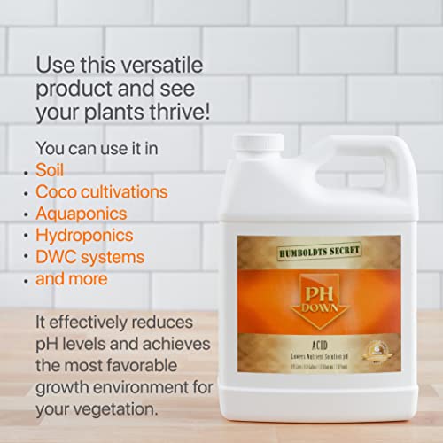 Humboldts Secret pH Down | Liquid pH Plant Balancer for Soil & Hydroponics Growing System (1 Gallon)