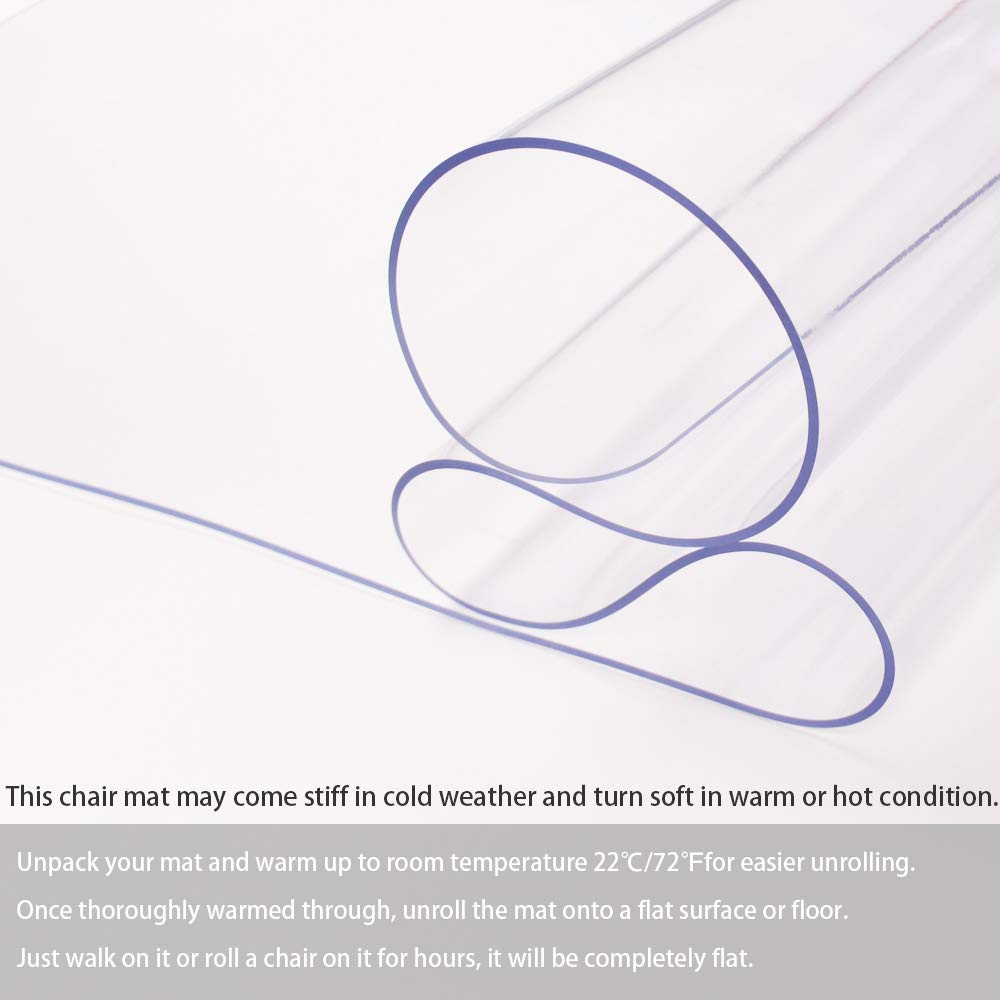 HOMEK Crystal Clear Chair Mat for Hardwood Floor, 48” x 36” Office Chair Mat for Hard Floors, 1/8” Thick Office Mat for Rolling Chairs