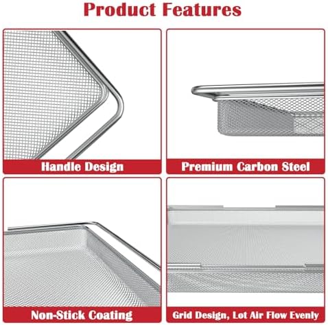 Air Fryer Basket for Ninja Foodi SP300 SP301 SP351 SP201 Series Air Fryer Oven, Stainless Steel Air Fryer Tray Replacement for Ninja Foodi Air Fryer Accessories, Air Fry Basket for Oven