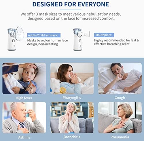 Portable Nebulizer - Nebulizer for Adults and Kids, Nebulizer Machine for Adults and Kids with 3 Modes, Nebulizer Mouthpiece ＆ Mask Accessories for Home and Travel Use APOWUS.