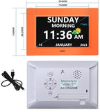 LXBYJKJ 7 Inch Digital Clock with Day and Date for Elderly Alzheimer's Dementia Clock Customizable Alarms 3 Display Modes Large Font Digital Alarm Clock for Seniors Orange