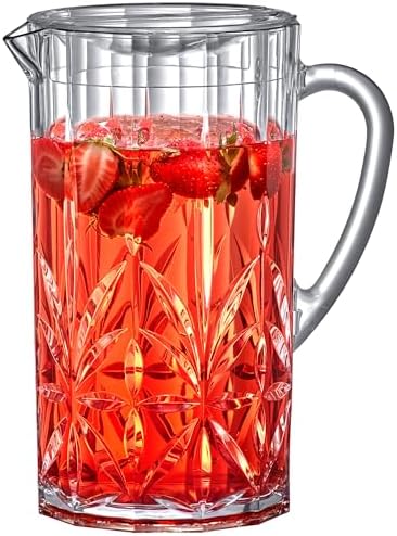 Amazing Abby - Stately - Acrylic Pitcher (80 oz), Clear Plastic Water Pitcher with Lid, Fridge Jug, BPA-Free, Shatter-Proof, Great for Iced Tea, Sangria, Lemonade, Juice, Milk, and More