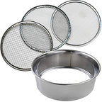 Wazakura Soil Sifter for Gardening and Bonsai 3PCS Set, 8-1/4 in (210mm) Stainless Steel Fine Mesh Sieve for Topsoil, Akadama Soil, Fine Sand, Worm Castings. Portable Garden Sieve & Compost Sifter