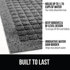 Gorilla Grip Ultra Absorbent Moisture Guard Doormat, Absorbs Up to 1.7 Cups of Water, Stain and Fade Resistant, Spiked Rubber Backing, All Weather Mats Capture Dirt, Indoor Outdoor, 29x17, Grey
