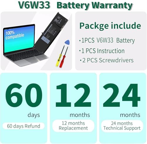 DMKAOLLK V6W33 Battery Replacement for Dell Inspiron 15 3511 3520 3515 3510 5510 5515 5518 5310 5635 5625 5630 Latitude 3320 3330 3420 3520 Vostro 3515 3525 Series TN70C 15V 54Wh