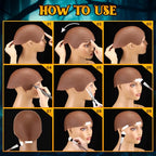 Syhood 2 Pieces Halloween Bald Cap Makeup Latex Bald Head Wig Caps Bald Hat Cosplay Costume for Adults(Dark Brown,Medium)