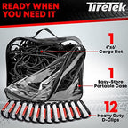 TIRETEK Cargo Net Truck Accessories for Men, Heavy-Duty Pickup Truck Bed Netting 4' x 6' Stretches to 8' x 12', 12 Metal Carabiners, Bungee Mesh Accessory with Strap Hooks for SUV, Trailer Tarp