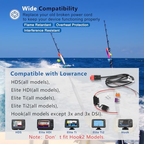 000-14041-001 HDS/Elite/Hook Power Cable Replacement, 3 Foot, 2-Wire Power Only Fits for Lowrance HDS, Elite FS, Elite Ti2, Hook, Mark