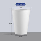 JOLLY CHEF 300 Pack Disposable Paper Coffee Cups 12 oz, Hot Beverage Cups Paper Cups for Water, White Drinking Cups, Ideal for Party, Office, Home, Travel and More