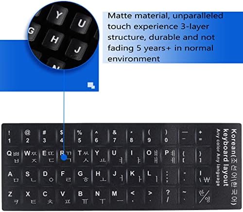 2 Pack Universal Korean Keyboard Stickers, Black Background with White Lettering for Computer Laptop Notebook Desktop, Replacement Computer Keyboard Stickers (Korean)