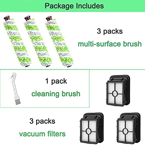 6 Pack Replacement Parts for bissell CrossWave Pet Pro 2306A & CrossWave 1785 Series 3888A Vacuum Cleaner, 3 Pack 2460 Brush Rolls,3 Pack 1866 Filters,Compare to Part 1613568&161-3568,1608684