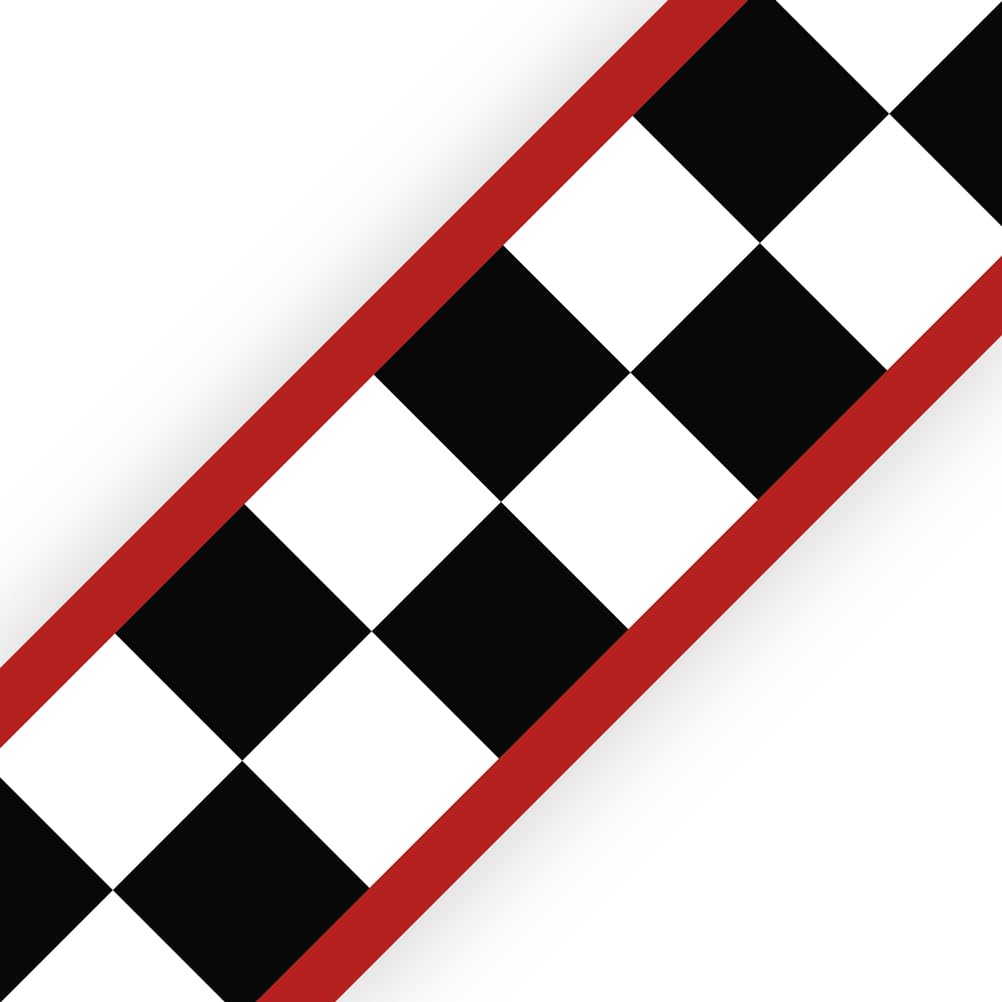Checkered Flag Wall Border with Red Stripes - Chequered American Diner Room Childs Cars Wallpaper Decor Strips - Without Name