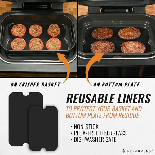 Reusable Liner Accessories for Ninja FG551 Foodi Smart XL 6-in-1 Indoor Grill Air Fryer, Crisper Basket Bottom Plate Nonstick Sheets, Replacement for Parchment Paper, Dishwasher Safe by INFRAOVENS