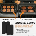 Reusable Liner Accessories for Ninja FG551 Foodi Smart XL 6-in-1 Indoor Grill Air Fryer, Crisper Basket Bottom Plate Nonstick Sheets, Replacement for Parchment Paper, Dishwasher Safe by INFRAOVENS