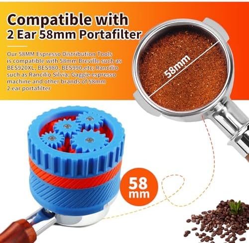 Spirographic Espresso WDT Tool, Espresso Distribution Tools Compatible with Breville 58MM Portafilter Baskets, Geared Spinning Espresso Needle Stirrer, Espresso Machine Accessories Tool