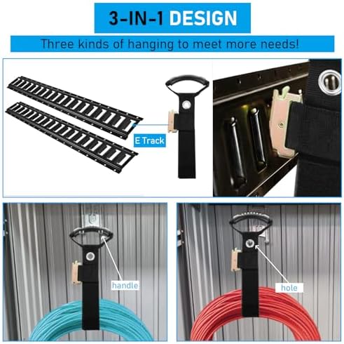 6 Pack Extension Cord Holder Wall Mount 16” Heavy Duty E Track Accessories Extension Cord Organizers and Storage Straps Black Etrack Ties Hanger Keeps Cable, Hose, Rope on E-Track Management