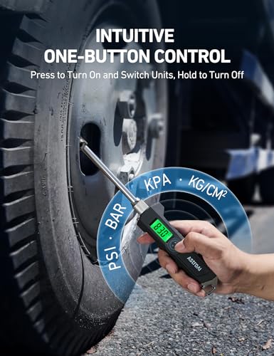 AstroAI Digital Tire Pressure Gauge 230 PSI Heavy Duty Dual Head Stainless Steel Made for Truck and RV with Backlit LCD and Flashlight Car Accessories (1)