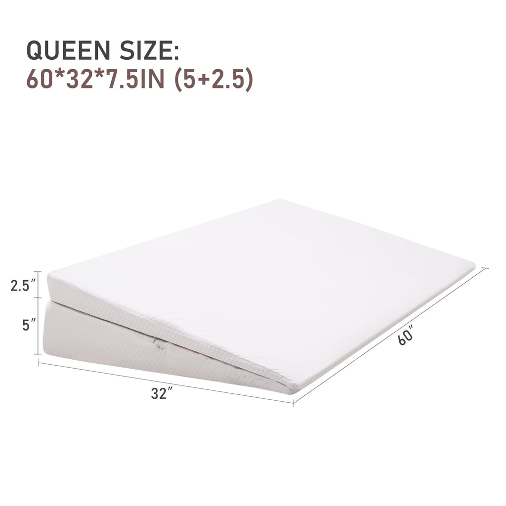 SUNYRISY Adjustable Wide Size Bed Wedge Pillow, Wedge Mattress Topper with Washable Cover, Mattress Wedge Lifter, Inclined Mattress Elevator for Acid Reflux, Neck & Back Pain, Anti-snoring, Queen