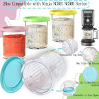 4 Pack Containers Replacement for Ninja,Creami Pints and Lids 24oz Compatible with Ninja NC501 NC500 Series Deluxe Ice Cream Makers XL Cups Dishwasher Safe (24OZ)