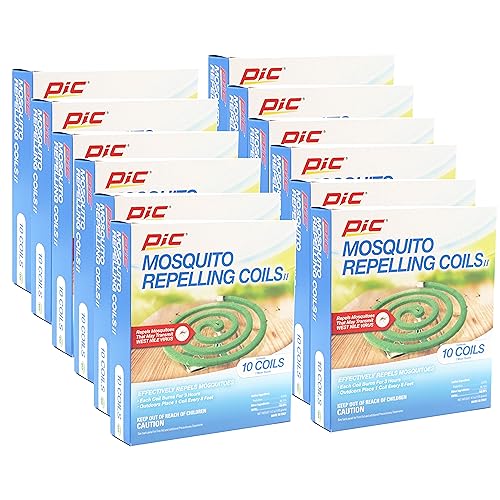 PIC Mosquito Repelling Coils, 10 Count Box, 12 Pack - Mosquito Repellent for Outdoor Spaces - 120 Coils Total