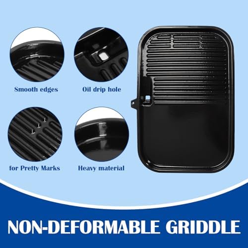 SafBbcue Grill & Griddle Plate for Ninja Woodfire Pro Connect XL Ninja OG951 OG850 OG952 Grill Accessories, XSKGRIDLXL Flat Top 2-in-1 Plate for Ninja Woodfire OG800/900 Series, Non-Stick Griddle Pan