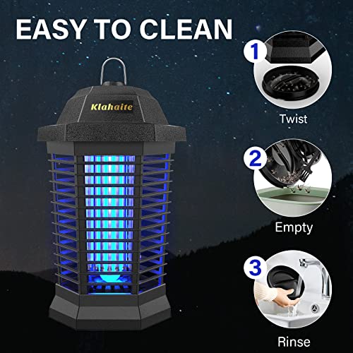 Klahaite Bug Zapper Outdoor Electric, Mosquito Zapper Indoor, Fly Zapper, Fly Trap, Insect Trap for Garden Backyard Patio,3 Prong Plug, Black
