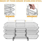 BBQ-PLUS Upgraded Dehydrator Rack Stainless Steel Air Fryer Stand for Ninja Foodi AG300, AG300C, AG301, AG301C, AG302, AG400, IG301A Ninja Foodie Grill Accessories Roasting Rack for Oven and Grill