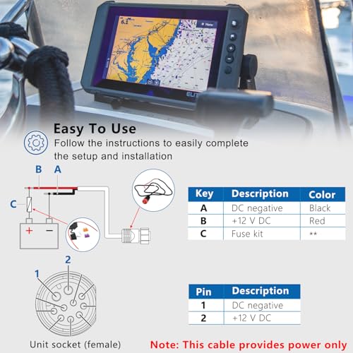 [Upgraded Version] 000-14041-001 HDS/Elite/Hook Power Cable Replacement, 3 Foot, 2-Wire Power Only Fits for Lowrance HDS, Elite FS, Elite Ti2, Hook, Mark