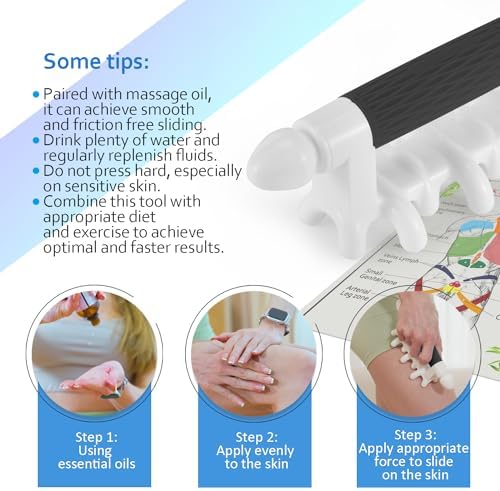 Fascia Massage Tool Myofascial Release Blaster Tools for Anti-Cellulite Skin Soothing Lymphatic Drainage Trigger Point Deep Tissue Neck,Shoulder,Lower Back,Psoas,Thighs,Butt & Full Body(Black)