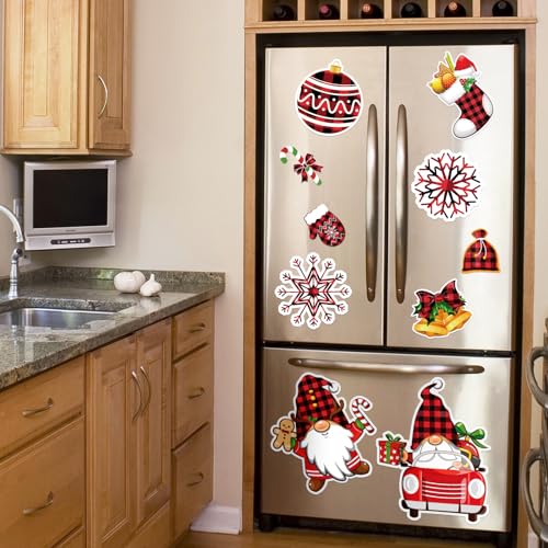 28PCS Large Christmas Garage Door Decorations Magnets - Merry Xmas Gnome Snowman Tree Snowflakes Holiday Refrigerator Fridge Kitchen Decor