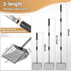 10inch Large Metal Chicken Poop Scooper, 24 to 68" Long Chicken Coop Litter Scoop with Stainless Steel Handle, 4 in 1 Multifunctional Heavy Duty Litter Sifting Shovel Chicken Coop Accessories