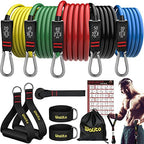 WALITO Resistance Bands Set - Exercise Bands with Handles, Door Anchor, Legs Ankle Straps, for Heavy Resistance Training, Physical Therapy, Muscle Training, Yoga, Home Workouts