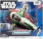 STAR WARS Micro Galaxy Squadron Boba Fett's Starship (Ep 5) - 7-Inch Vehicle with Flight Display Stand and Three 1-Inch Micro Figure Accessories