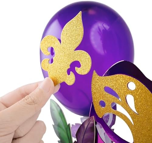 Cheerland Mardi Gras Decoration Mask Centerpiece Fat Tuesday Party Supplies Table Decorations Masquerade Carnival Decor Balloon Display for Mardi Gras Party Parade and Festival Accessories