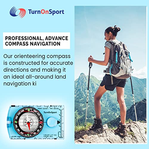 Orienteering Compass Hiking Backpacking Compass | Advanced Scout Compass Camping Navigation - Boy Scout Compass for Kids | Professional Field Compass for Map Reading - Best TurnOnSport Survival Gifts