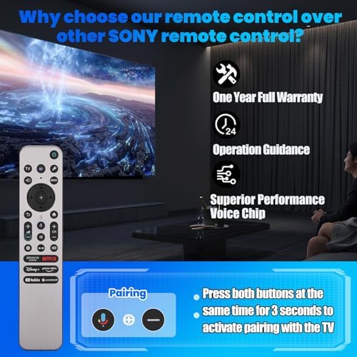 RMF-TX910U Backlit TV Remote for Sony TV/Sony Bravia TV Voice Remote, RMF-TX910U Replacement Remote for Sony BRAVIA XR/KD/XR Series X77L A95L X95L X93L A80L X90L A75L etc, 1 Year Full Warranty, 1Pack