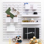 Pegboard Combination Kit,Pegboard Wall Organizer, Peg board Wall Mounted ,Pegboard for Wall, 25.2" x 25.2" White Pegboard 20 Accessories for Organize Home, Office, And Gaming Setup