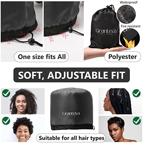 Hooded Hair Dryer w/A Headband Integrated That Reduces Heat Around Ears & Neck - Hair Dryer Hooded Diffuser Cap for Curly, Speeds Up Drying Time, Safety Deep Conditioning At Home - Portable, Large