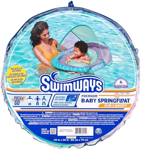 Swimways Baby Spring Float, Baby Pool Float with Canopy & UPF Protection, Swimming Pool Accessories for Kids 9-24 Months