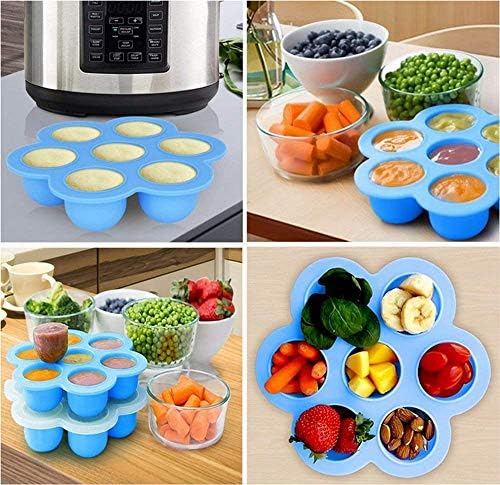 Silicone Egg-Bites-Molds for Instant-Pot-Accessories with Silicone-Stretch-Lids - Ice-Cube-Trays Reusable Food-Storage-Containers, for 5,6,8qt Pressure-Cooker-Accessories