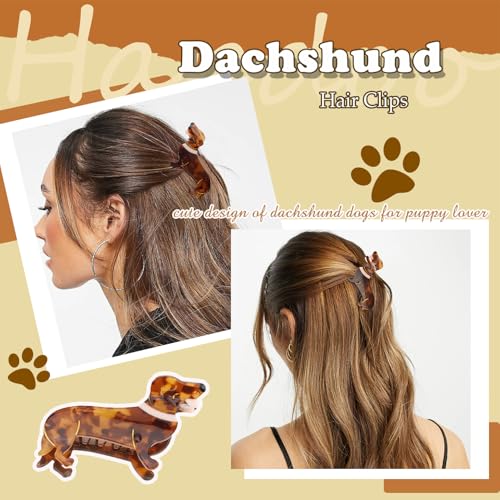 Dachshund Gifts for Women, Acetate Animal Dachshund Dog Hair Clips for Puppy Lovers, Valentines Day Gifts for Her Cute Pet Hair Accessories Stocking Stuffers for Christmas, NewYear, Birthday