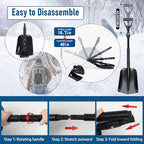 ZIHUA Car Snow Shovel for Vehicle,40" Folding Emergency Snow Shovel for Car,Snow Shovel for Car Driveway with Comfortable D-Grip Handle Portable,Car Trunk Snow Shovel (Black)
