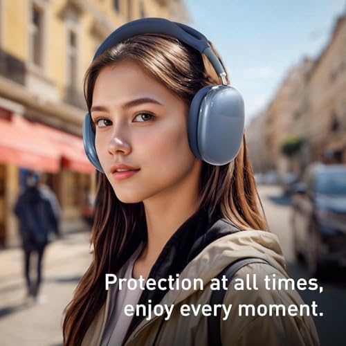 Case Cover for AirPods Max Headphones, Silicone Ear Pad/Headband Cover/Clear Soft TPU Ear Cups Cover, [3 in 1] Accessories Protector for Apple AirPod Max (2024/2020), Sky Blue