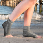 TechWare Pro Ankle Brace Compression Sleeve - Relieves Achilles Tendonitis, Joint Pain. Plantar Fasciitis Foot Sock with Arch Support Reduces Swelling & Heel Spur Pain. (Gray, S/M)