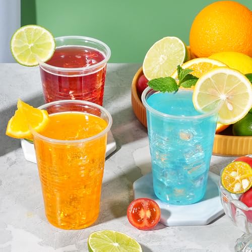 FUFF 500 Pack 9 oz Clear Plastic Cups, Plastic Disposable Clear Cups, Cold Drinking Cups For Water, Juice, Soda, Cocktail, Wine，Picnics, Weddings and Parties
