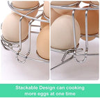 Stackable Egg Steamer Rack, BiaoGan Egg Cooking Rack with Heat Resistant Silicone Handles Compatible with Instant Pot Accessories 6,8 Quart, 14 Eggs Multipurpose Steamer Rack Trivet