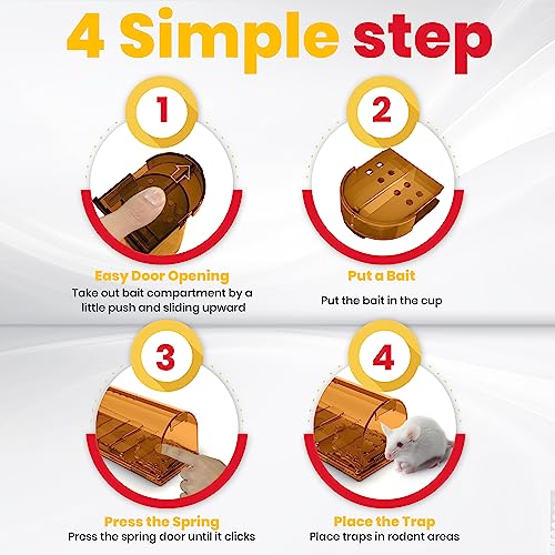 Utopia Home Humane Mouse Traps Indoor for Home (Pack of 4) - Brown Reusable Mice Traps for House Indoor - Pet Safe Mouse Trap Easy to Set, Quick, Effective, & Safe Rodent Trap