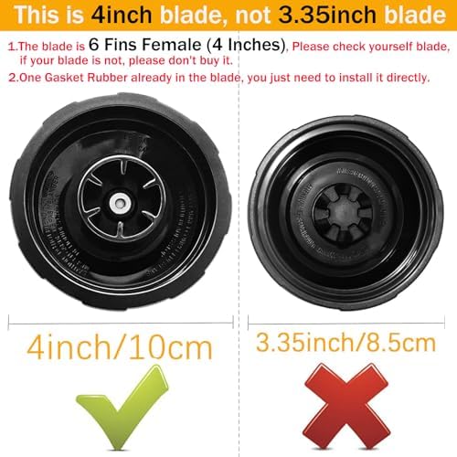 6-Fins Female Ninja Blender Blade Replacement parts Compatible with BL450 BL480 BL480D BL482 BL456, Ninja Blender Replacement Parts Ninja Bottom 6 Fins Female Blade (4 Inch Female Fins ONLY)