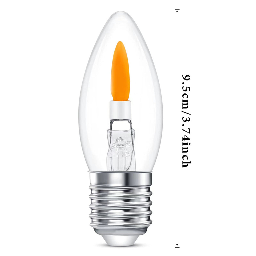 Flicker Flame Light Bulb Flame Tip Halloween Chandelier Flickering Light Bulbs Christmas Replacement Orange Glow Bulbs Crystal Clear Candle Bulb for E26 Edison Base (Clear, C35(2pack))