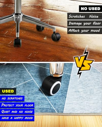 SAIKOOWA Office Chair Mat for Hardwood Floor,36"*48" Highly Premium Quality Office Floor mat, Desk Mat for Rolling Chair- Anti-Slip Chair Rug for Office Home Laminate Floor Blue Grey